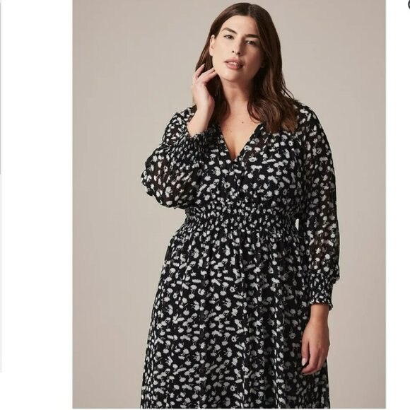 Hudson North Plus Smocked Waist Midi Dress No lining - Picture 14 of 15